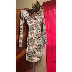 Newspaper Print Mini Dress